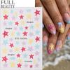 Nail Art Sticker Ins Sommer Cartoon Bunte Seesterne Polka Dot Sterne Nageldekorations-Sticker