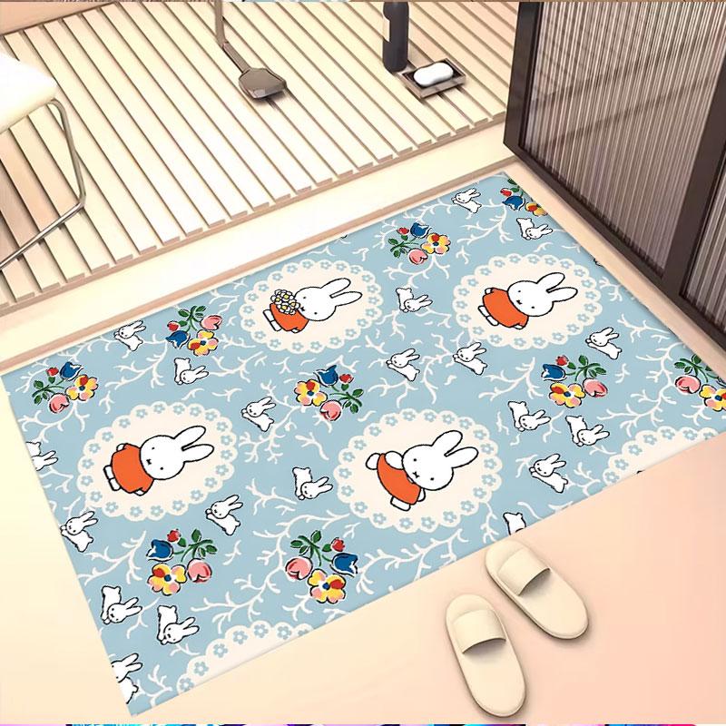Miffy Print Rug, Washable Floor Carpet, For Entryway Dorm Laundry Room Office Study, Home Decor Birthday Christmas Gift