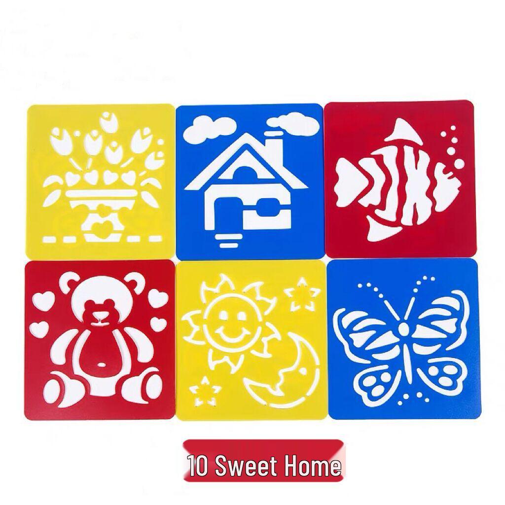 PP Kids' Painting & Drawing Stencil Set - Hollow Plastic Outline Templates for Beginners