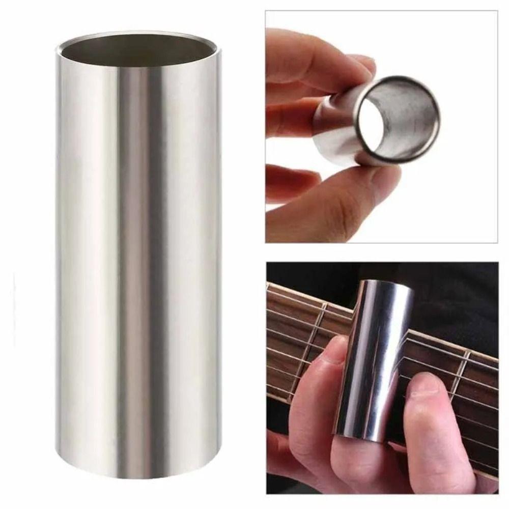 2Pcs Glass Guitar Slide Bar Set 60mm Length Guitar Finger Sliders Metal Guitar Pick Tube  Guitarist