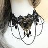 Women Retro Gothic Black Chokers Lace Hollow Chain Collar Fashion Necklace