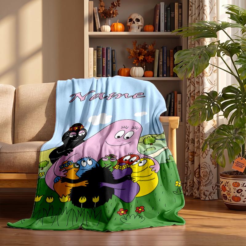 Barbapapa Custom Flannel Blankets Soft Warm Cozy Throws for Home Decor Holiday Gifts