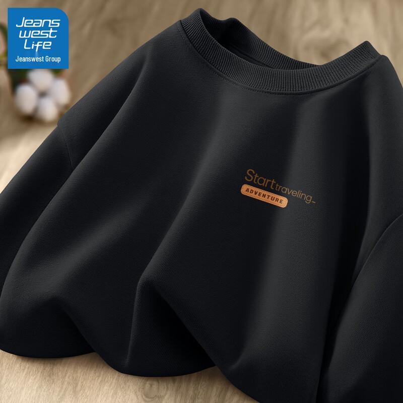 

JEANSWEST LIFE Men s Letter Print Crewneck Sweatshirt 2XL (185)