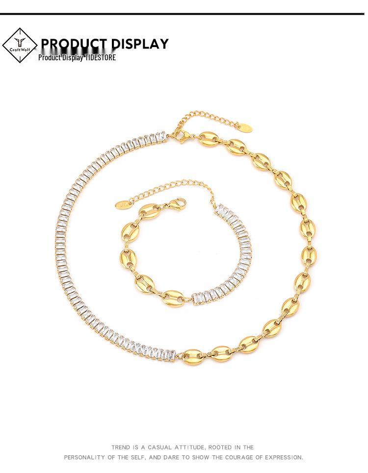 Titanium Steel Pig Nose Clavicle Chain with Zircon Diamonds - Women's High-End Niche Design Necklace