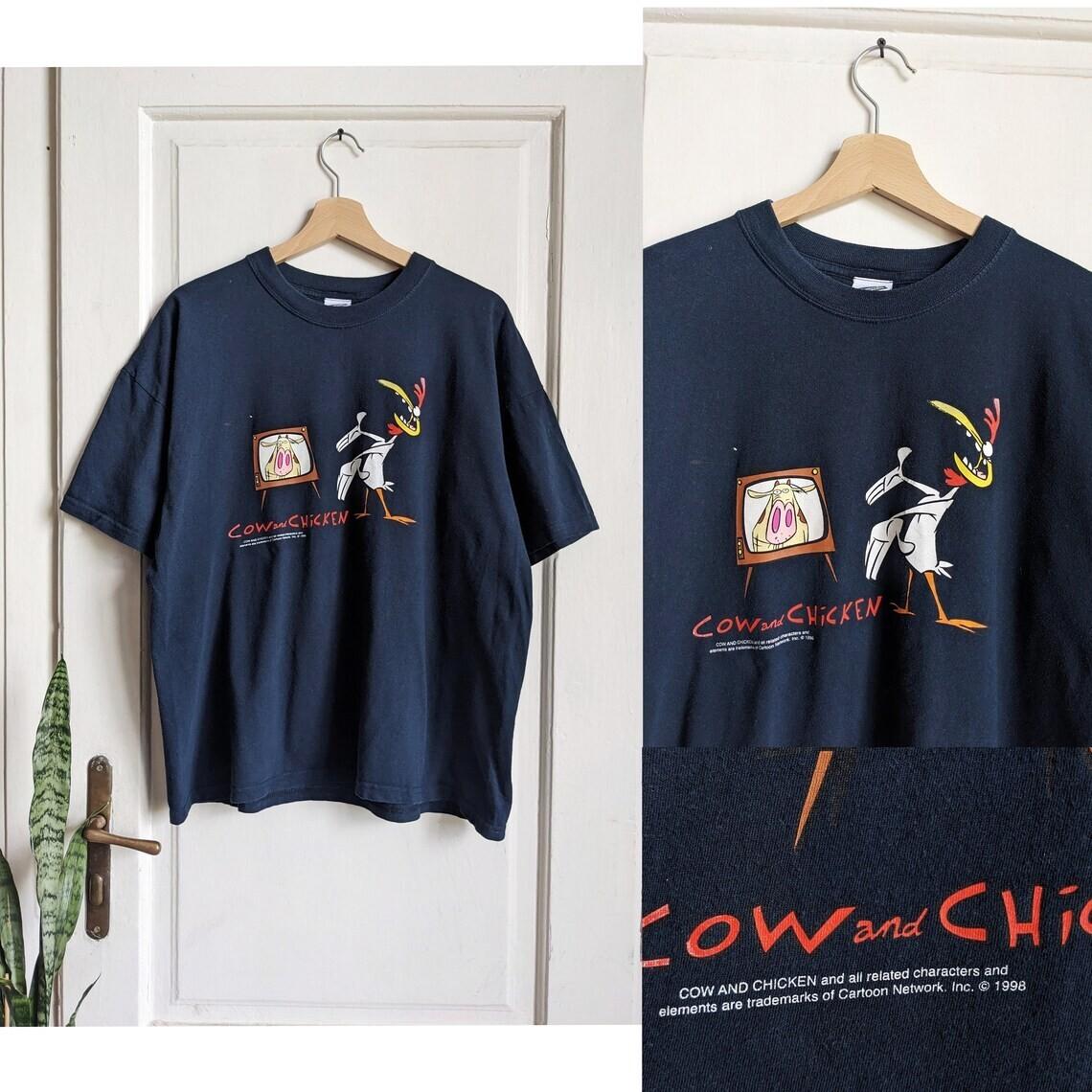 Vintage Cow and Chicken 1998 Cartoon T-Shirt M