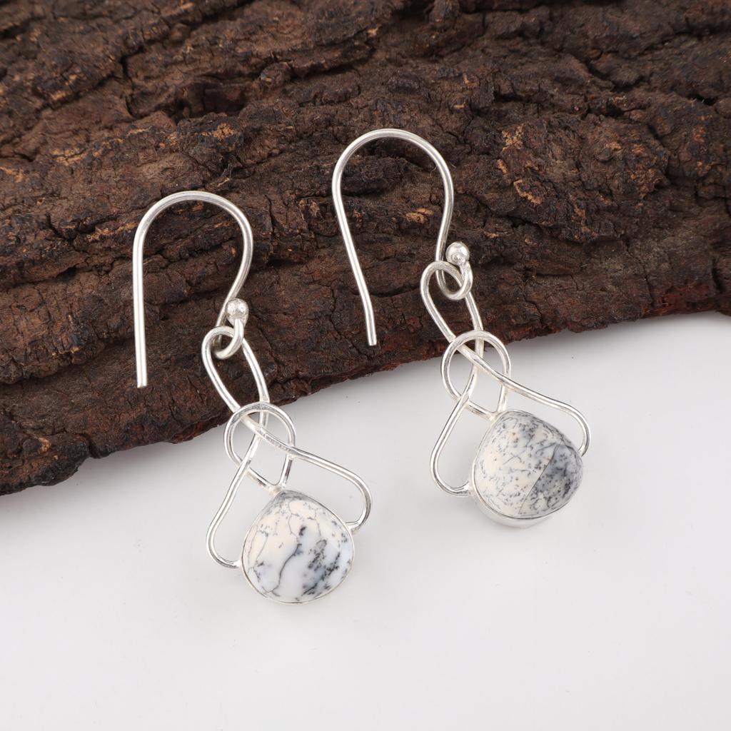 Dendritic Opal Jewelry, 925 Solid Sterling Silver Earrings Jewelry, Handmade Gorgeous Silver Earrings For Thanksgiving Gift