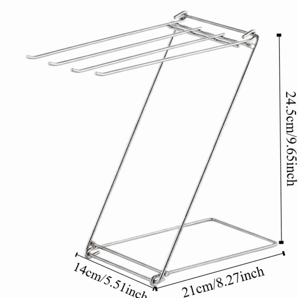 Stainless Steel Dishcloth Hanging Shelf 4 Rods Foldable Design Rag Drain Holder Quick Dry Portable Sink Hand Towel Stand