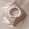 Elegant Women's Alphabet Pearl Bracelet with Enamel Initial Charm