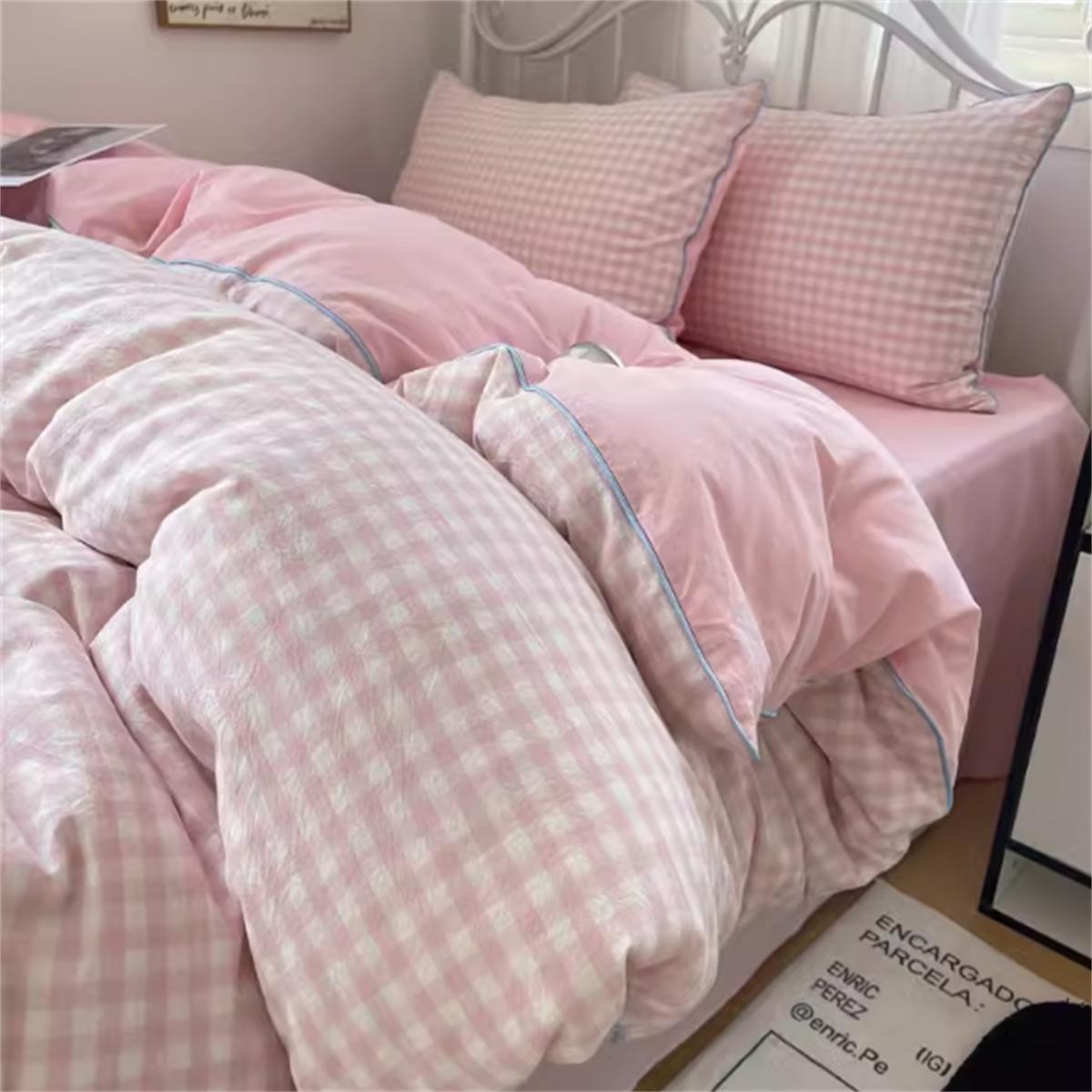 

Cute White Bedding Set Soft Home Textile Queen King Size Flat Bed Sheet Polyester Quilt Cover Pillowcase Kawaii Duvet Cover Flat Bed Sheet&Twin150x200 3pcs