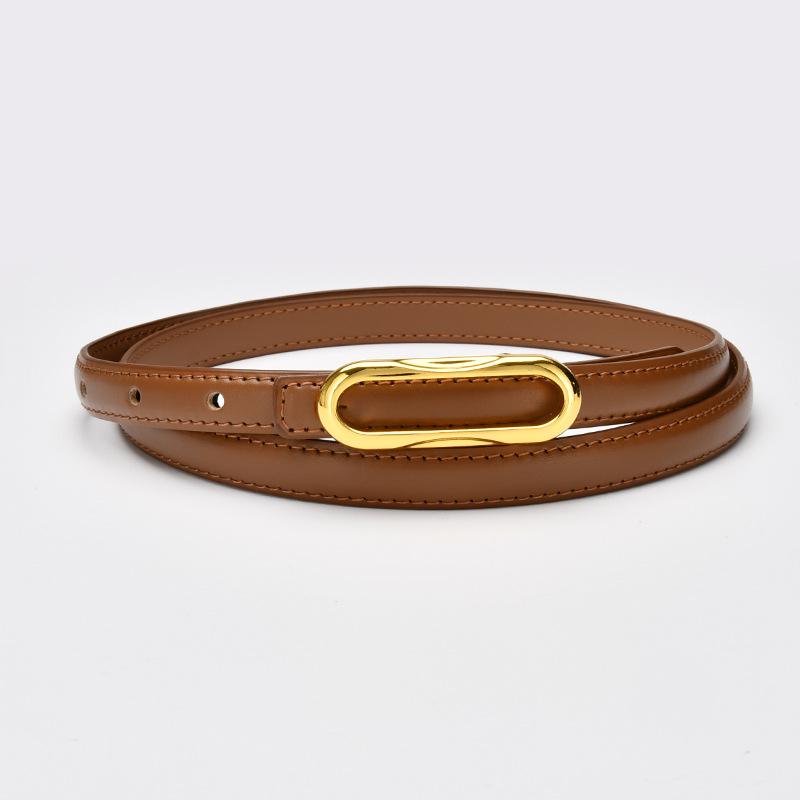 Four Seasons Available New Women'S Small Belt Multi Color Versatile Thin Belt Paired With Jeans Belt, Leather Second Layer Cowhide Belt