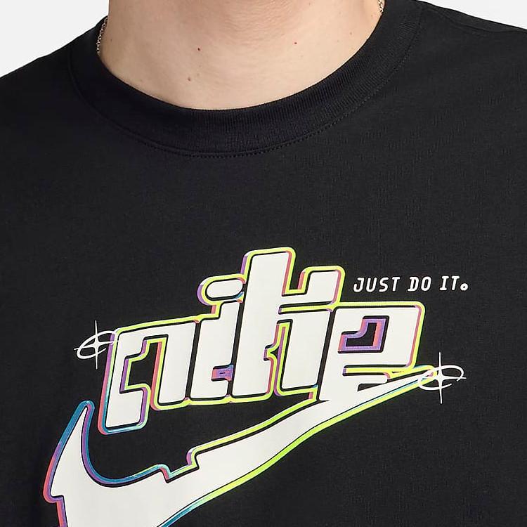 Nike Casual Soft Letter Print Short Sleeve T-Shirt Men Tops Black FV3746-010