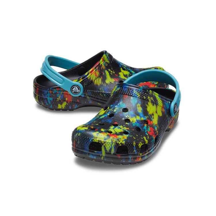 Crocs Classic Durable Clogs Kids Footwear Black Multicolor 206995-4SW