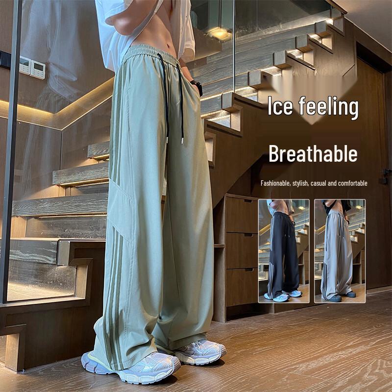 

VUUG Men s Side Stripe Wide-Leg Casual Sports Pants 4XL