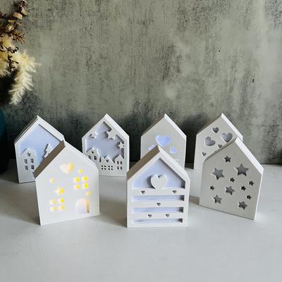 Hollow Splicing House Silicone Mold DIY 3D Gypsum Star Love House Decoration Mold House Silicone Mould Christmas Decoration