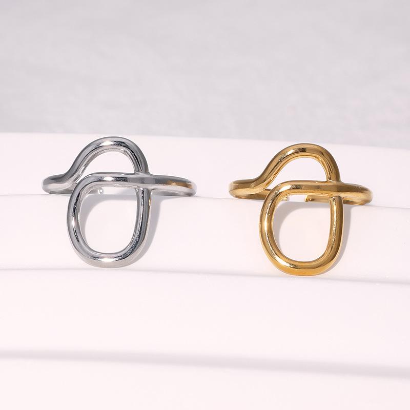 Simple Geometric Stainless Steel Ring Unisex Fashion Jewelry Line Wrapping Gold Plated Adjustable Rings Couples Gift Items