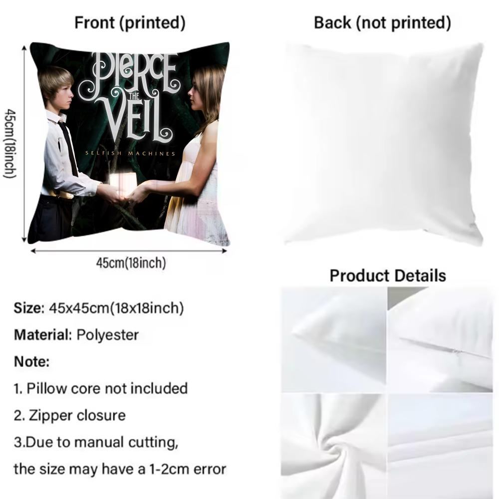 American Rock P-Pierce The Veil Cushion Cover Pattern Printed Pillowcase for Living Room Sofa Cushion Cover & Bedroom Decor