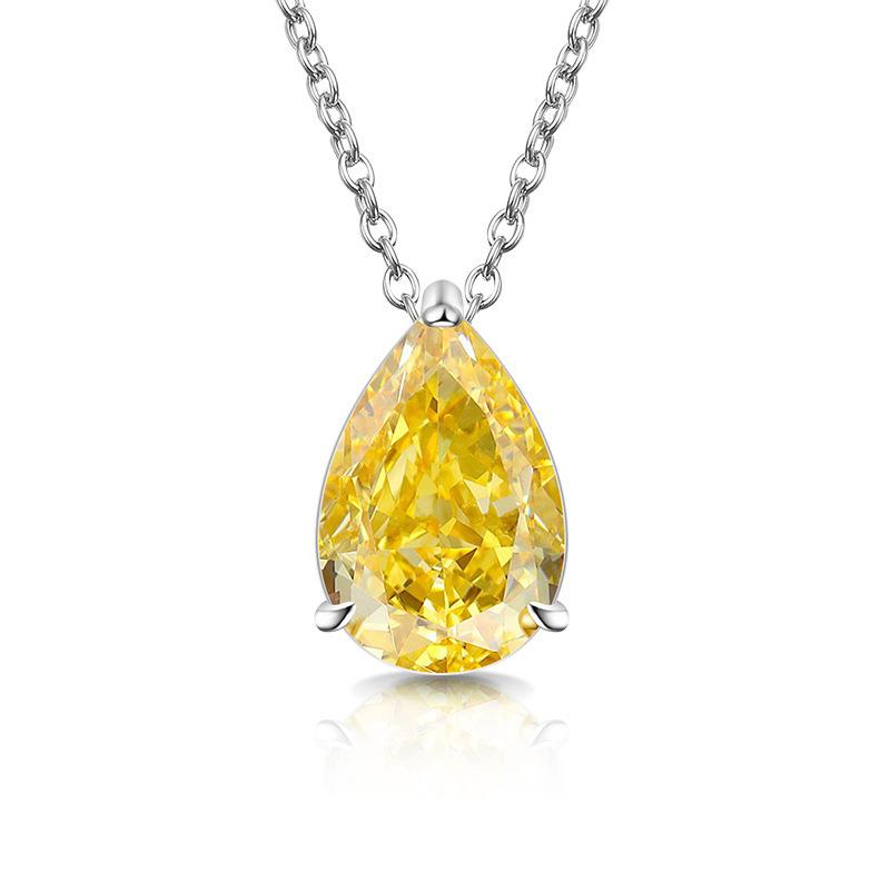 Caibao Ice Flower Cut High Carbon Diamond Pear Shaped Pendant Fashionable, Simple, Light Luxury Water Drop Necklace