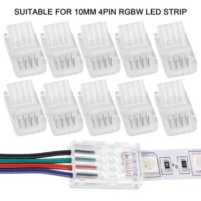 5/10/15Pcs Transparent 4Pin Solderless RGB LED Strip Connectors 10mm Quick Adapters For 5050 Multi-Color Track Lighting