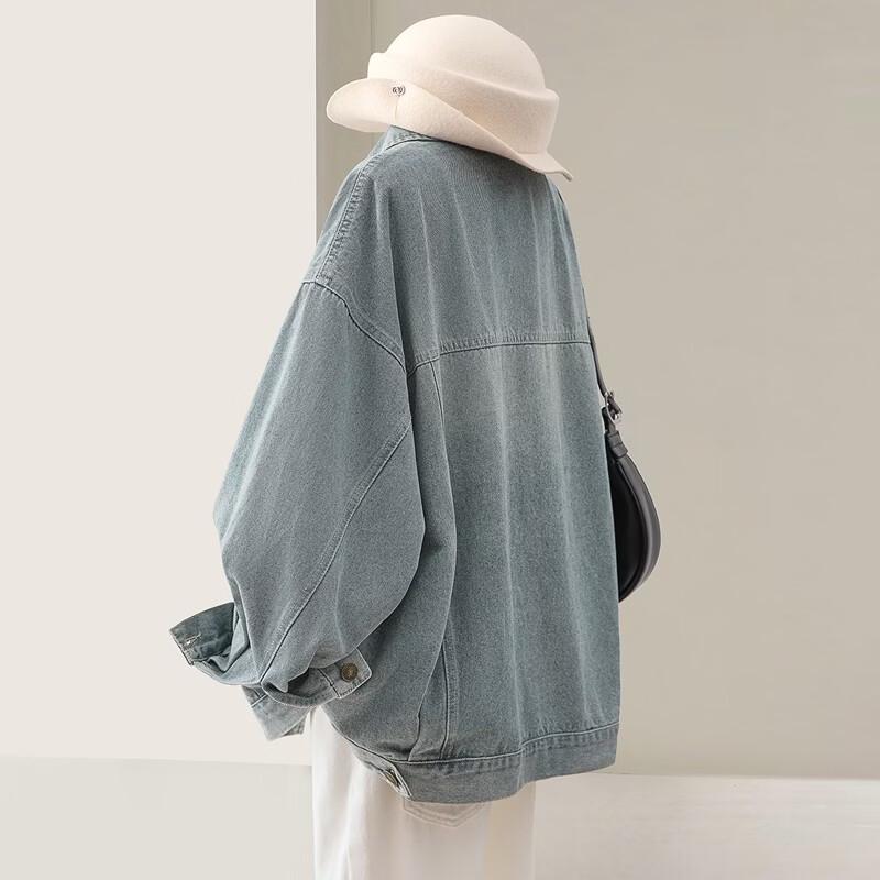 Damska luźna, sprana kurtka dżinsowa Si Bai She