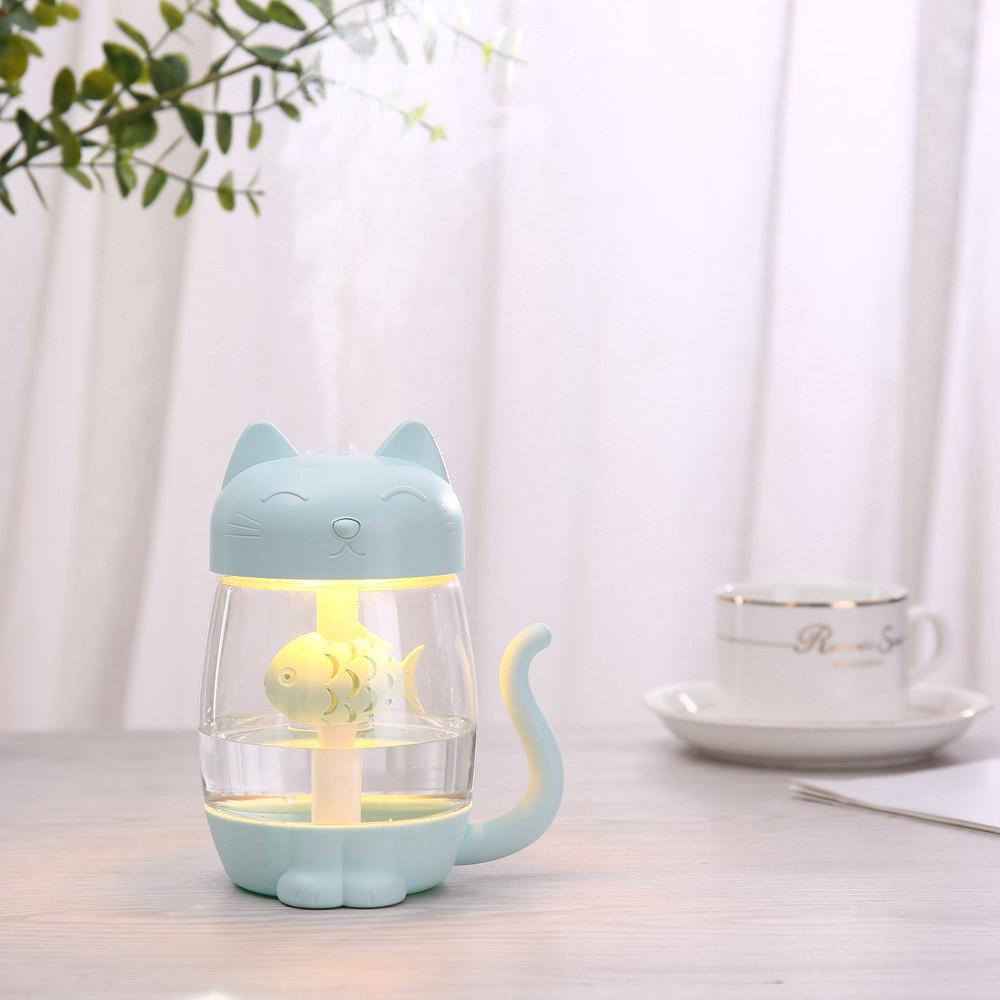 350ml Humidificador Cartoon Katze Usb Luftbefeuchter Ultraschall Leise Farbe Led 3 In 1 Aroma Diffusor Für Home Office Auto