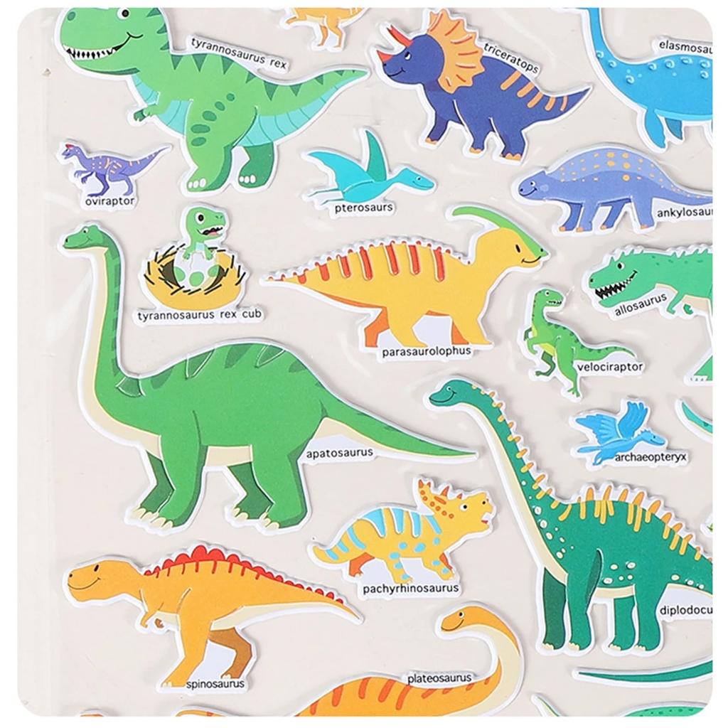 Sticker Books 3D Reusable Stickers Books Animal Dinosaurs Ocean World Vehicle Educational Travel Stickers