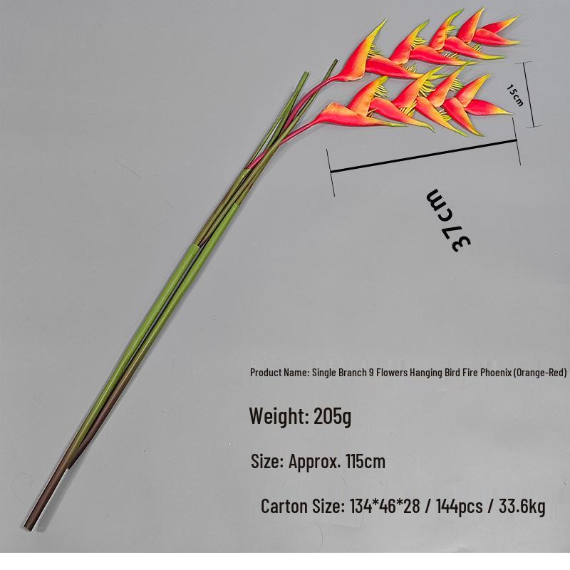 Phoenix Bird of Paradise 5-Head Green Plant Simulation - Large Decorative Branch for Home