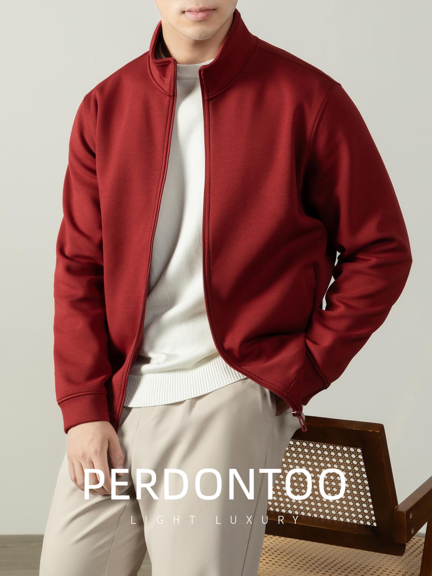 Men s Heavyweight 430G Stand Collar Zipper Hoodie: 2025 Autumn/Winter Old Money Style Casual Commute Sports Jacket M