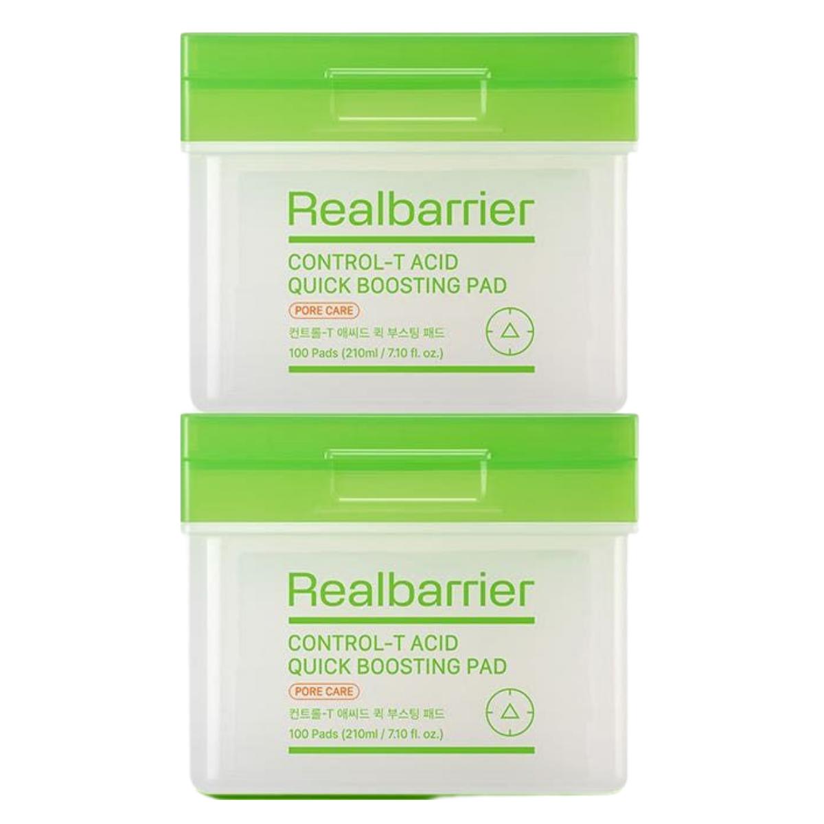 

Real Barrier Control-T Acid Quick Boosting Pad 210ml 100 Pads x 2ea Set Pore Refining Exfoliating Toner Pad for Sebum Control