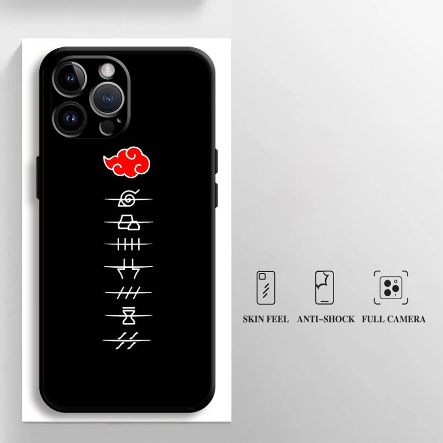 Case for iPhone 15 16 14 Plus XS Max 13 12 11 17 Pro Max 7 8 17Air XR Black Soft Phone Cover Cartoon Akatsuki Logo
