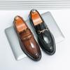 Fashion New Men Fashion Slip-On Loafers Mens Derby Leather Shoes Man shoes leather Brown Mocassin  Original Handmade Wedding Dress Shoes