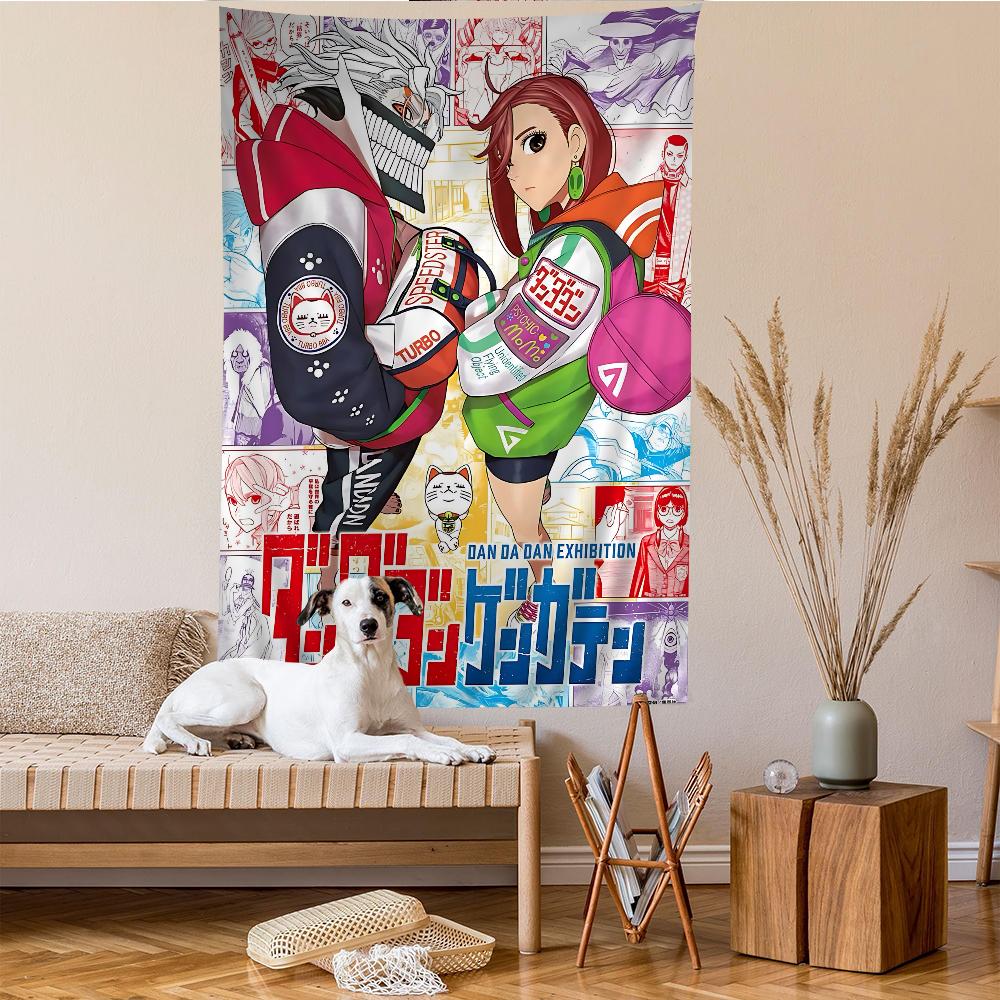 Urban Anime Girl Tapestry Wall Hanging Bold Eyeglasses Expressive Characters Perfect for Otaku Bedroom Trendy Room Decor