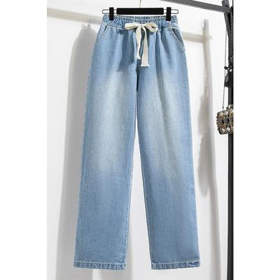 MODIQUE Women's Winter Large Size Jeans New High Waist Loose Retro Classic Casual Solid Color Blue Casual Trousers Basic Versatile Straight Jeans