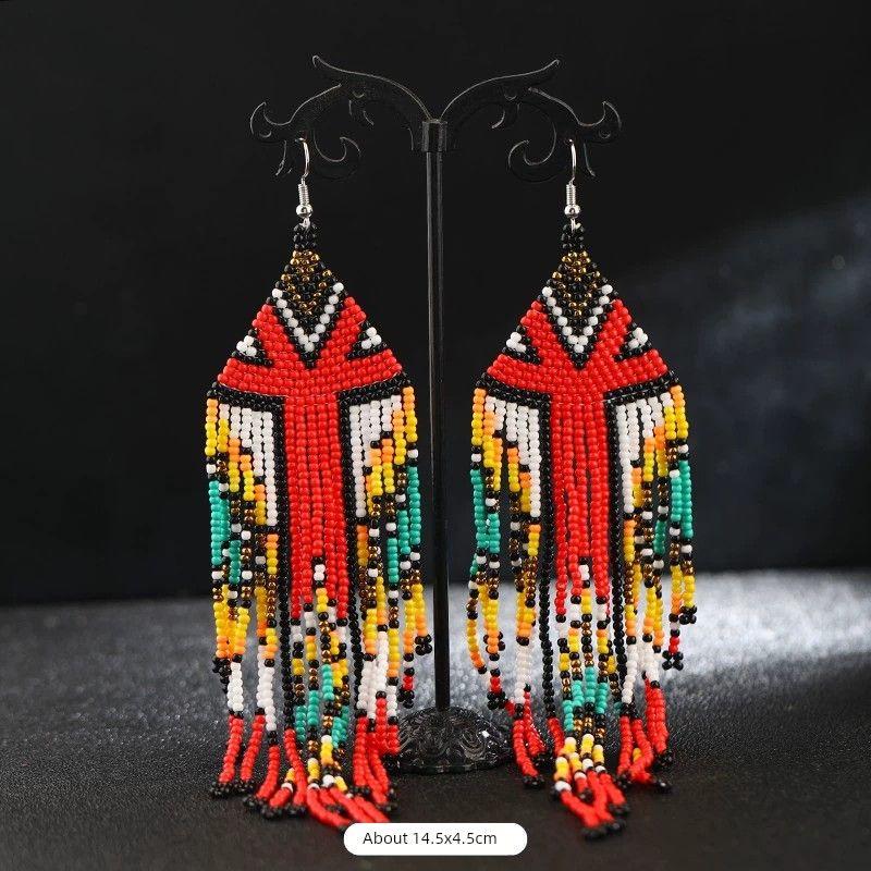 Hand-Woven Bead European and American Personalized Elegant Earrings for Women