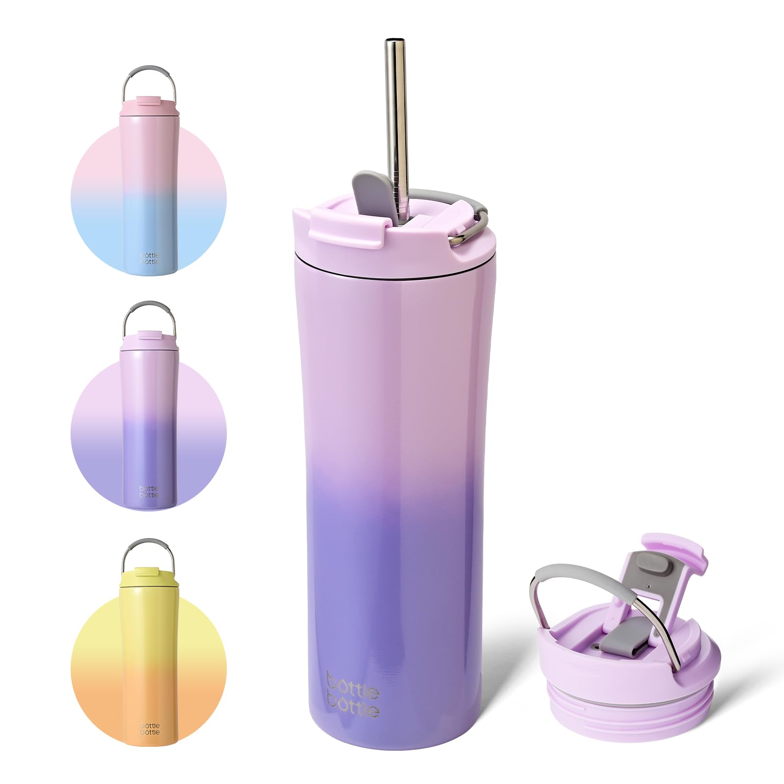 

600ml Vacuum Insulated Tumbler with Straw, Portable Handle, Stylish Design for Outdoor Activities, Coffee, Beer, and More. Comes with Lid for Easy