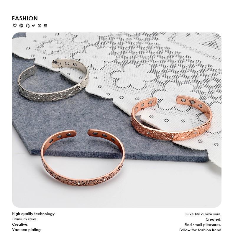 Retro Floral Copper Bracelet with Openwork Design - European & American Style