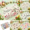 Rabbit Print Placemat Spring Flowers Easter Bunny Easter Egg Print Family Holiday Dinner Restaurant Decoration