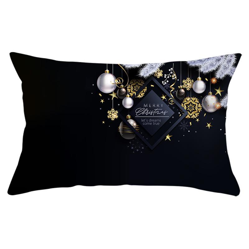 New Black Gold Series Christmas Peach Skin Print Waist Pillow Cover Home Accessories Cushion Cover Sofa Cushion Cover