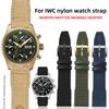 For IWC Pilot Nylon Genuine Leather watch band for IWC Mark 18 Balack Aces Portuguese original style woven canvas strap Bracelet