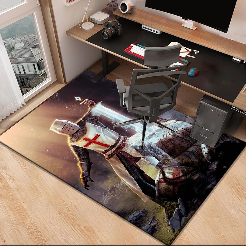Knights Templar Symbol Office Rug Chair Mat, Game Carpet, Suitable for Front Door, Bedroom, Living Room, Desk, Holiday Gift