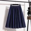 DIMANAF 2026 Summer Plus Size Women Skirts Elastic Waist Denim Blue Oversize Casual Lady Long Skirts Cotton Solid A-Line