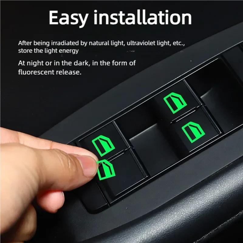 Universal Car Luminous Window Switch Sticker 18 Pieces Fluorescent Door Control Button Decal Auto Interior Decorative Mod Access