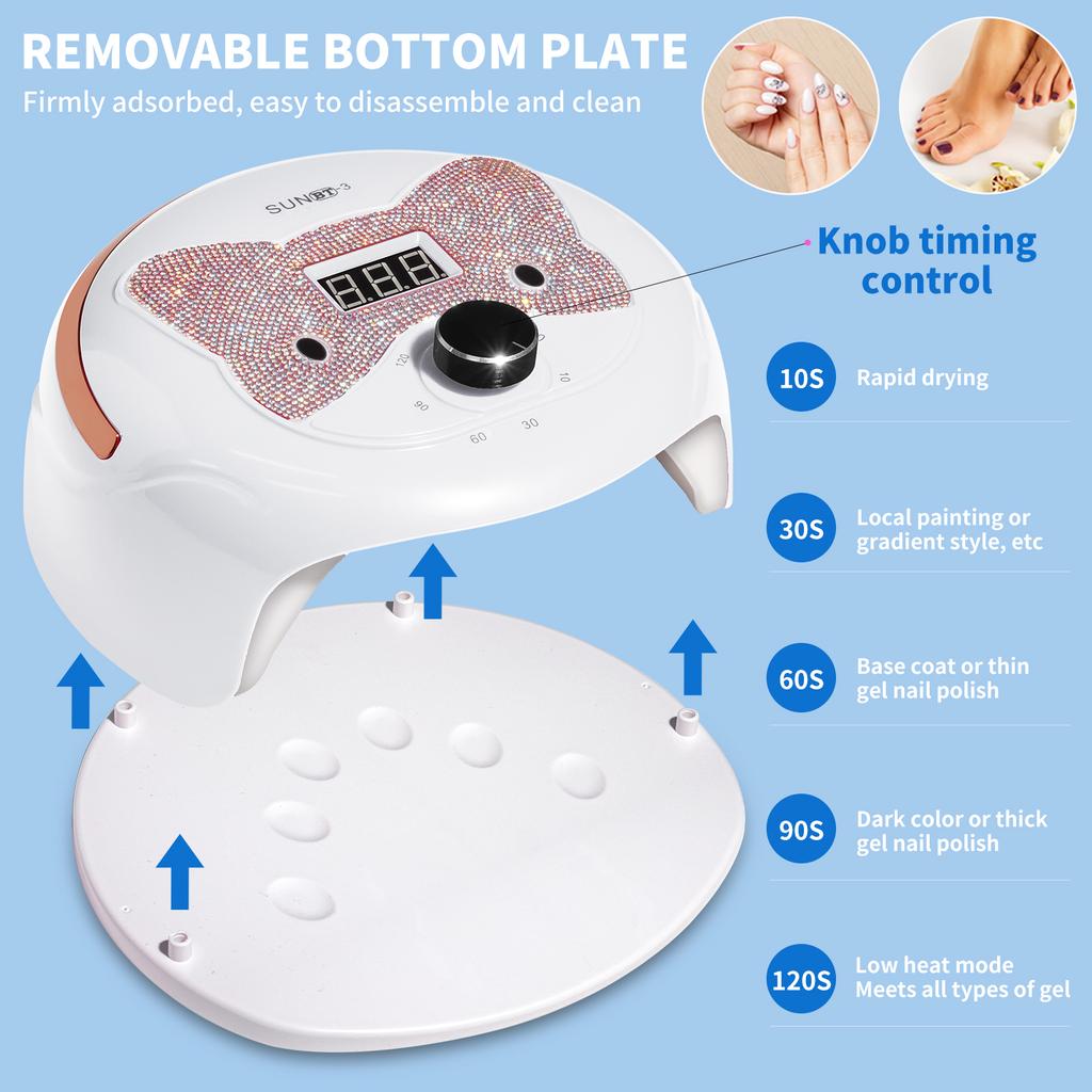 New 45 LED Nail Lamp Professional Gel Nail UV Light Dryer with knob 4 timer LCD display Quick Curing Gel Nail Lamp Salon Tool