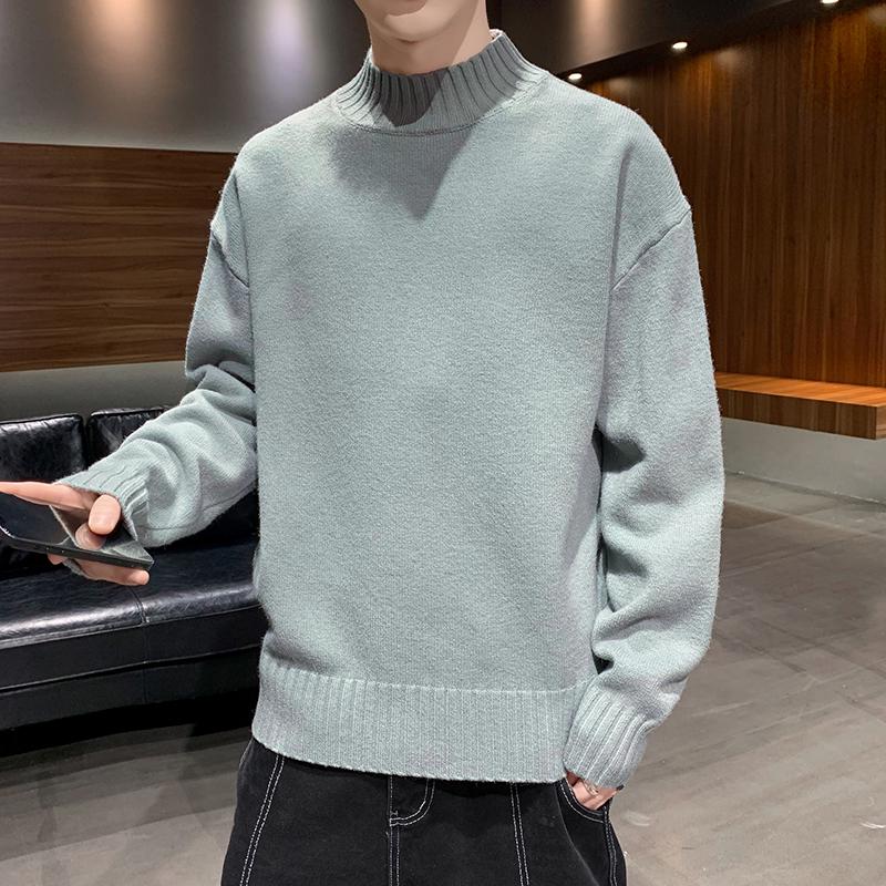 

Woodpecker Men s High Neck Warm Sweater with Two-Fold Collar - Thick Knit Long Sleeve Pullover for Autumn/Winter M