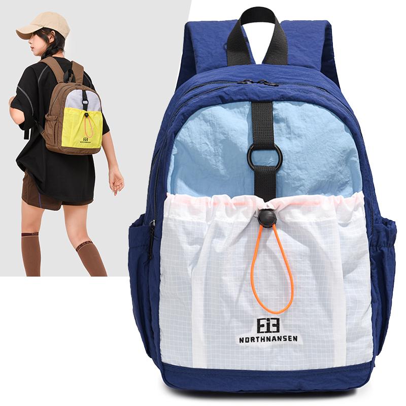 

Contrast Color Backpack Student Schoolbag Unisex Nylon Backpack синій