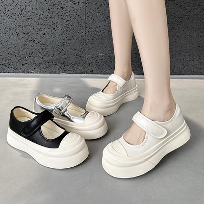 Sandálias Mary Jane Big Head Fundo Grosso Sapatos Pequenos De Couro