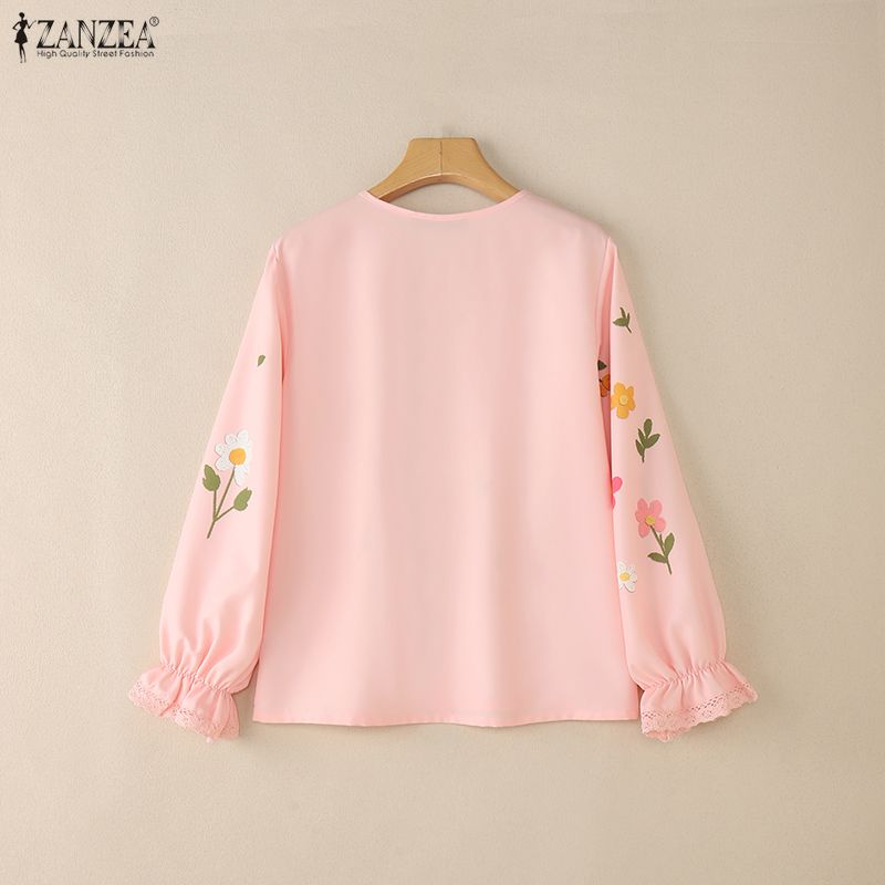 ZANZEA Women Floral Print Casual Long Sleeve Cardigan Blouse