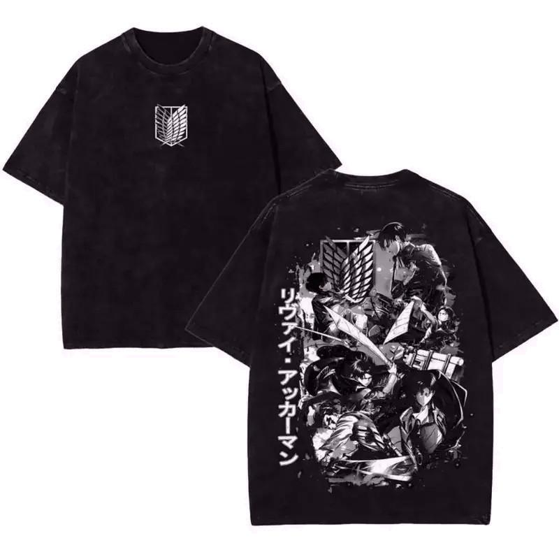 Retro Heavy Limited AOT- ATTACK ON TITAN Anime Double Printed Vintage Washed Tee