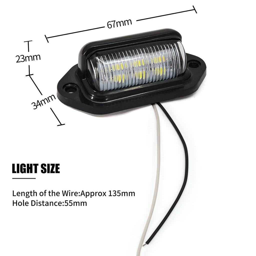 License Lamp LED License Plate Light 6 Rows SMD Chip License Plate Light Reverse