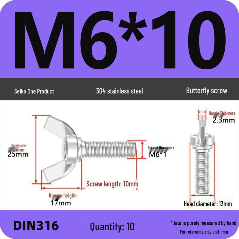 304 Stainless Steel Hand-Tightening Butterfly Weld Screws - Ram Horn M4 M5 M6 M8