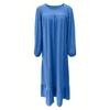 Women's Robe Spring Autumn Dress Fashion Long Sleeve Retro Long Dress Solid Color Ruffle Hem Dress